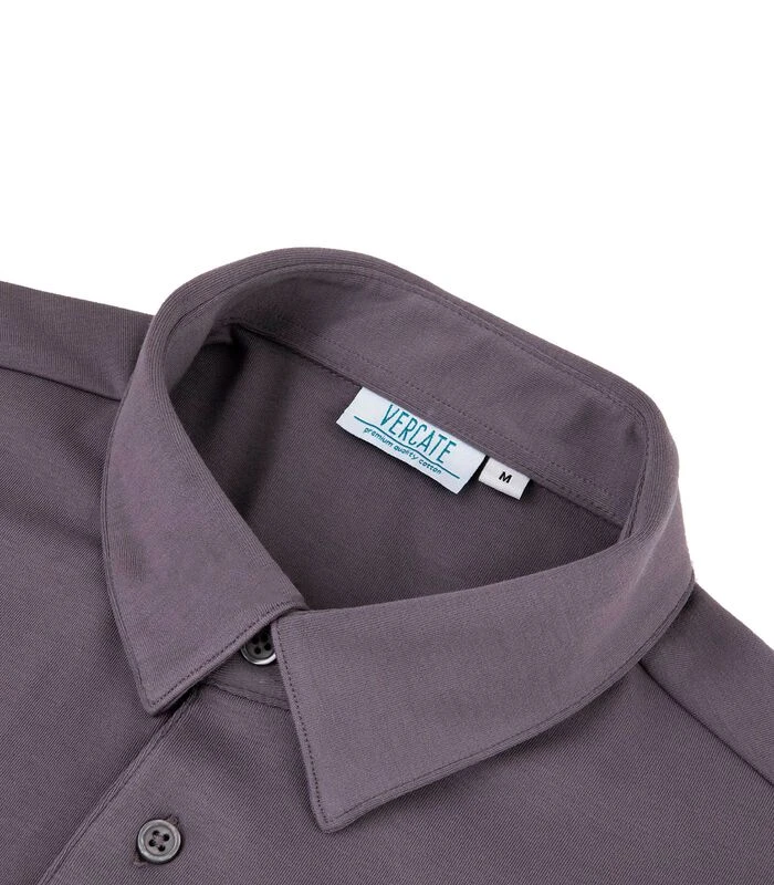 Heren Polo Lange Mouw - Strijkvrij Poloshirt - Grijs - Slim Fit - Premium Katoen - Afbeelding 3