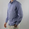 Strijkvrij Overhemd - Donkerblauw Geblokt - Slim Fit - Poplin Katoen - Lange Mouw - Heren