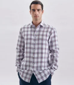 Seidensticker Linnen Hemd Regular Fit Lange Mouwen Geruit