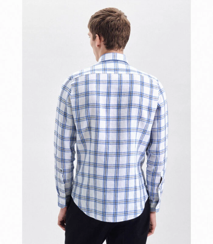 Seidensticker Linnen Hemd Slim Fit Lange Mouwen Geruit - Afbeelding 2