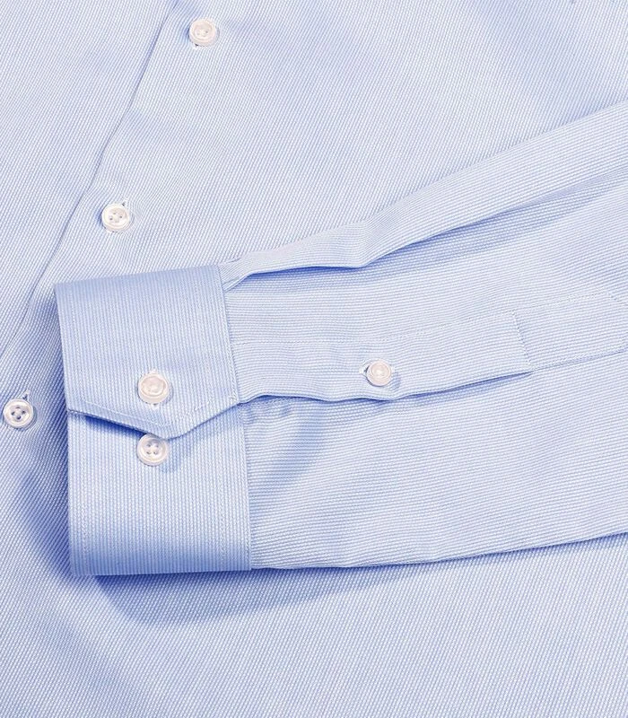 Strijkvrij Overhemd - Lichtblauw - Slim Fit - Jacquard Katoen - Lange Mouw - Heren - Afbeelding 4