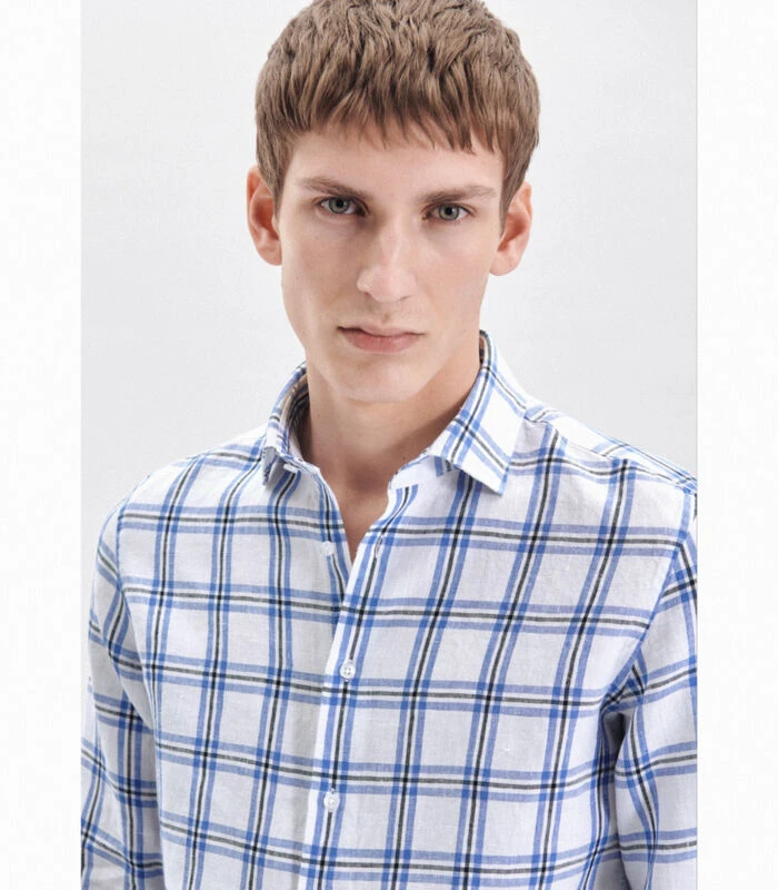 Seidensticker Linnen Hemd Slim Fit Lange Mouwen Geruit - Afbeelding 3